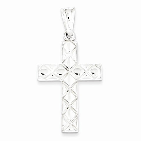 Sterling Silver Rhodium-Plated Hollow Cross pendant, Dazzling Pendants for Necklace