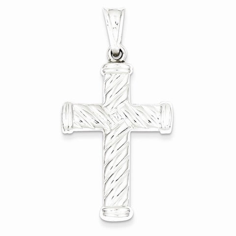 Sterling Silver Rhodium-Plated Hollow Latin Cross pendant, Beautiful Pendants for Necklace