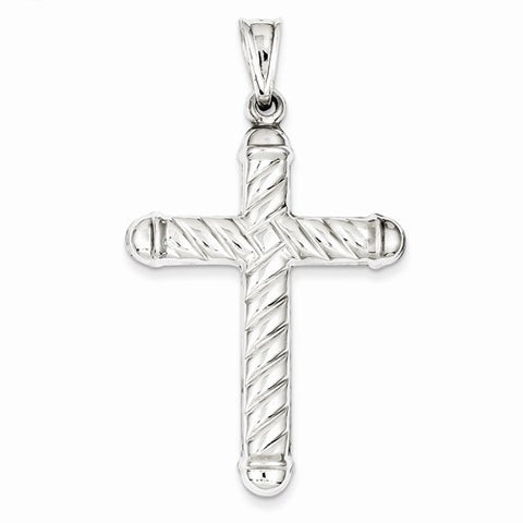 Sterling Silver Rhodium-Plated Hollow Cross pendant, Delightful Pendants for Necklace