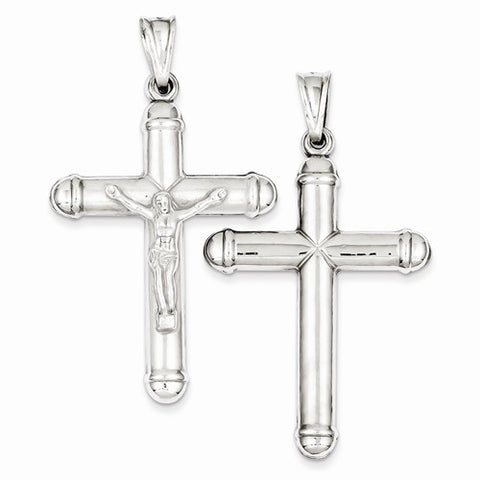 Sterling Silver Rhodium-Plated Reversible Crucifix Pendant, Pendants for Necklace
