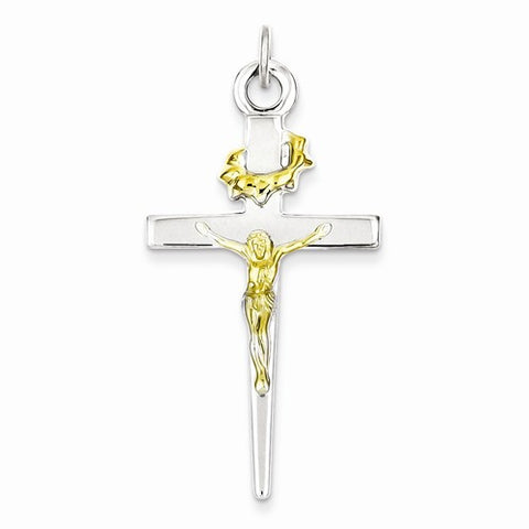 Sterling Silver & 18k Gold-Plated Crucifix pendant, Exquisite Pendants for Necklace