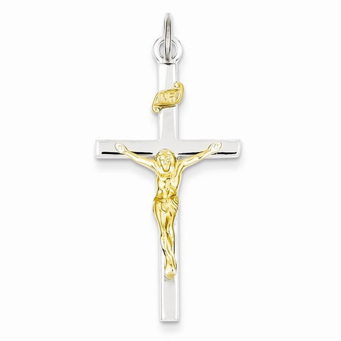 Sterling Silver & 18k Gold-Plated Crucifix pendant, Pretty Pendants for Necklace