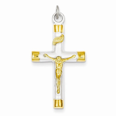 Sterling Silver & 18k Gold-Plated Crucifix pendant, Lovely Pendants for Necklace