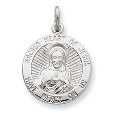 Sterling Silver Sacred Heart of Jesus Medal, Charm hide-image
