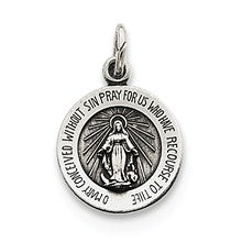 Sterling Silver Antiqued Miraculous Medal, Lovely Charm hide-image