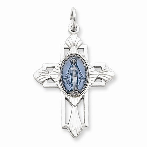 Sterling Silver Miraculous Medal Cross Pendant, Pendants for Necklace