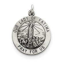 Sterling Silver Antiqued Our Lady of Fatima Medal, Charm hide-image