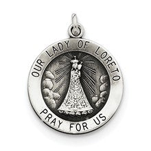 Sterling Silver Antiqued Our Lady of Loreto Medal, Charm hide-image