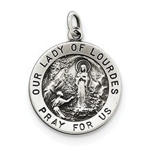Sterling Silver Antiqued Our Lady of Lourdes Medal, Charm hide-image