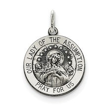 Sterling Silver Antiqued Our Lady of the Assumption Medal, Charm hide-image