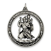 Sterling Silver Antiqued Saint Christopher Medal, Pretty Charm hide-image