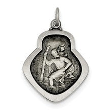 Sterling Silver Antiqued Saint Christopher Medal, Gorgeous Charm hide-image