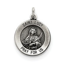 Sterling Silver Antiqued Saint Lucy Medal, Gorgeous Charm hide-image