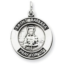 Sterling Silver Antiqued St. Barbara Medal, Charm hide-image