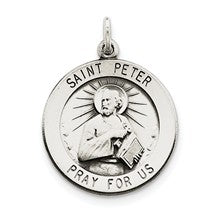Sterling Silver Antiqued Saint Peter Medal, Lovely Charm hide-image