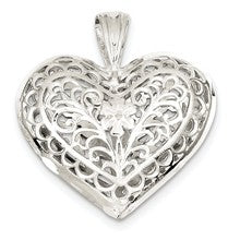 Sterling Silver Filigree Heart Charm hide-image