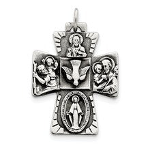 Sterling Silver Antiqued 4-way Medal, Classy Charm hide-image