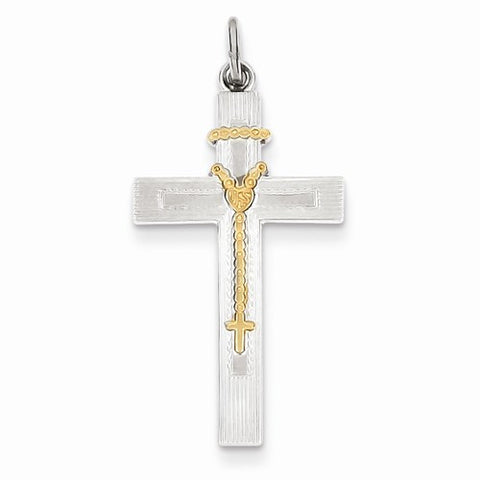 Sterling Silver & Vermeil Rosary Cross Pendant, Pendants for Necklace