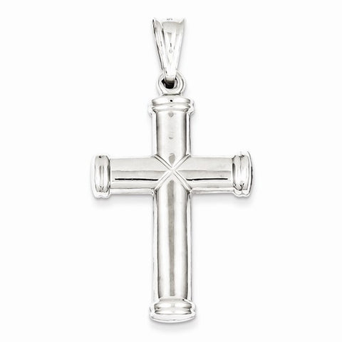 Sterling Silver Rhodium-Plated Hollow Reversible Cross pendant, Charm