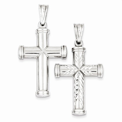 Sterling Silver Rhodium-Plated Diamond -cut Reversible Cross pendant, Adorable Pendants for Necklace