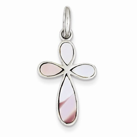 Sterling Silver Pink Mother of Pearl Cross Pendant, Pendants for Necklace
