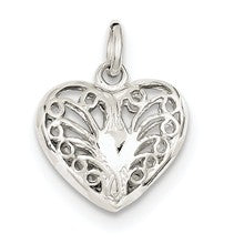 Sterling Silver Filigree Heart Charm hide-image
