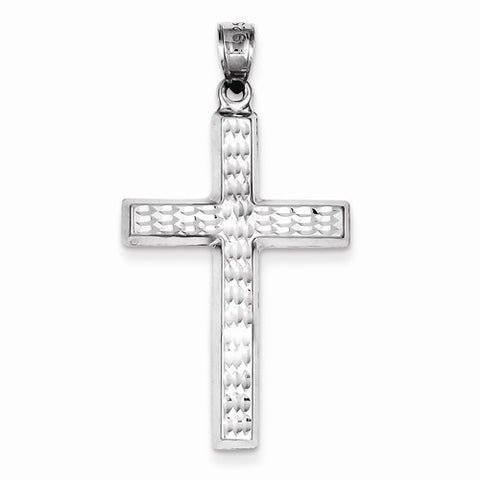 Sterling Silver Rhodium-Plated Diamond Cut Cross Pendant, Pendants for Necklace