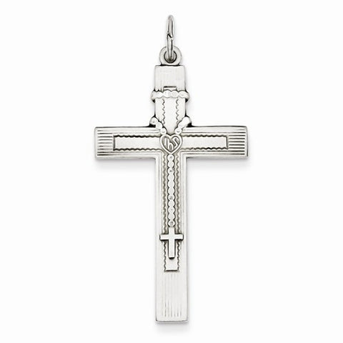 Sterling Silver Antiqued Rosary Cross Pendant, Pendants for Necklace