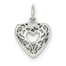 Sterling Silver Filigree Heart Charm hide-image