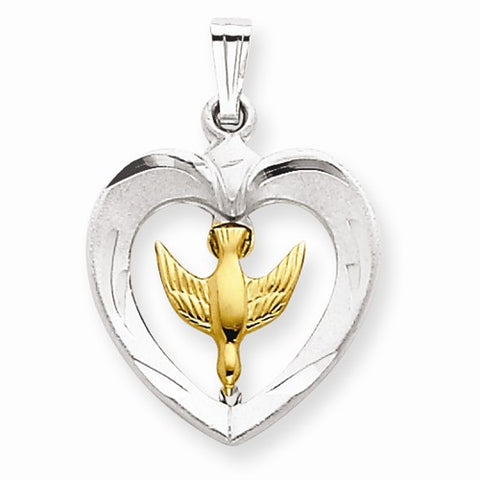 18k Gold-Plated & Sterling Silver Dove Heart pendant, Classy Pendants for Necklace