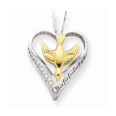 18k Gold-Plated & Sterling Silver Dove Heart pendant, Appealing Pendants for Necklace
