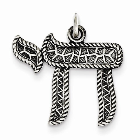 Sterling Silver Antiqued Chai pendant, Adorable Pendants for Necklace
