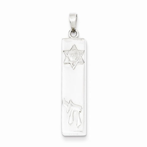 Sterling Silver Mezuzah with Star & Chai Pendant, Pendants for Necklace
