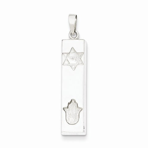 Sterling Silver Mezuzah with Star and Hand of God Pendant, Pendants for Necklace