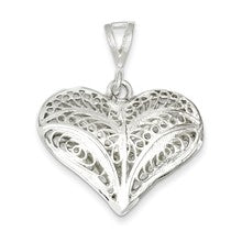 Sterling Silver Filigree Heart Charm hide-image