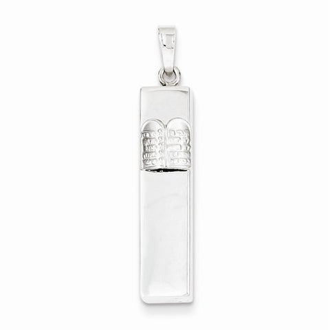 Sterling Silver Mezuzah with Ten Commandments Pendant, Pendants for Necklace