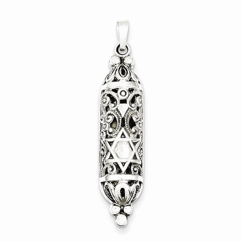 Sterling Silver Fancy Mezuzah pendant, Lovely Pendants for Necklace