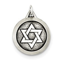 Sterling Silver Antiqued Star of David Medal, Charm hide-image