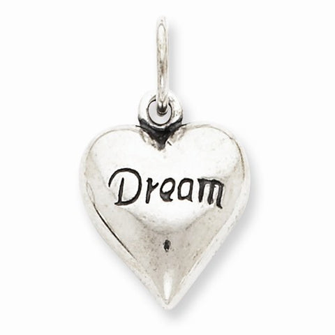 Sterling Silver Antiqued Dream Heart Pendant, Pendants for Necklace