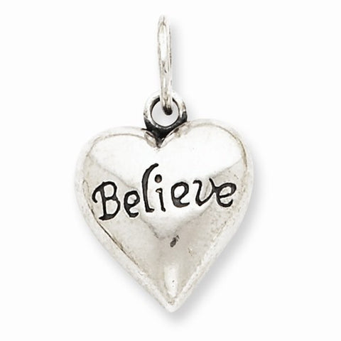 Sterling Silver Antiqued Believe Pendant, Pendants for Necklace