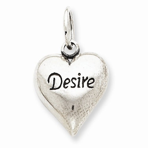 Sterling Silver Antiqued Desire Heart Pendant, Pendants for Necklace