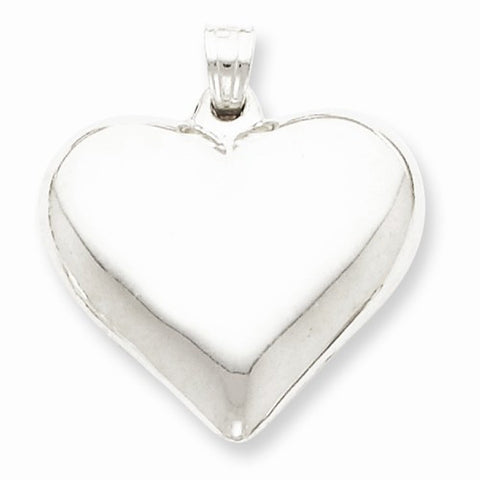 Sterling Silver Rhodium-Plated Polished Puffed Heart pendant, Delightful Pendants for Necklace