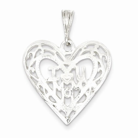 Sterling Silver I love you mom Heart Pendant, Pendants for Necklace