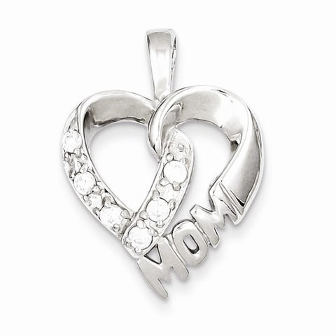Sterling Silver CZ Heart MOM pendant, Appealing Pendants for Necklace