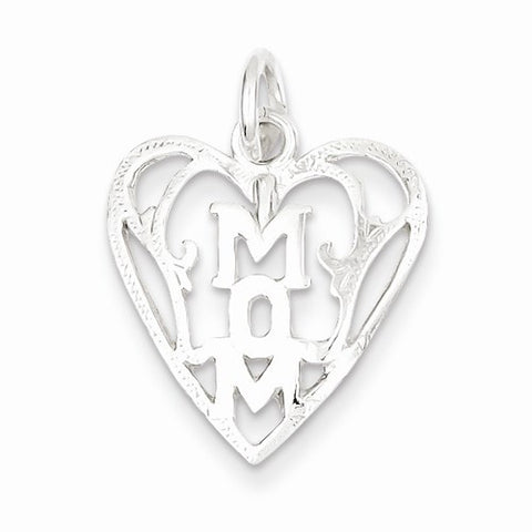 Sterling Silver Mom in Heart Pendant, Pendants for Necklace