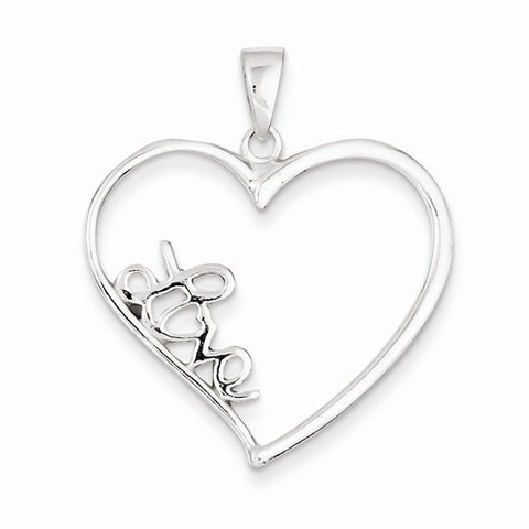 Sterling Silver Love in Heart Pendant, Pendants for Necklace