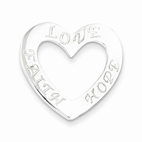 Sterling Silver Faith, Hope, and Love Heart Pendant, Pendants for Necklace
