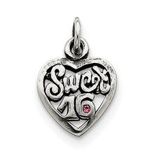 Sterling Silver Antiqued Sweet 16 Heart Charm hide-image