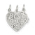 Best Friends 3-piece break apart Heart Charm in Sterling Silver