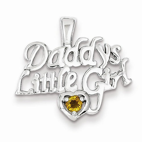Sterling Silver Citrine Daddy's Little Girl Pendant, Pendants for Necklace
